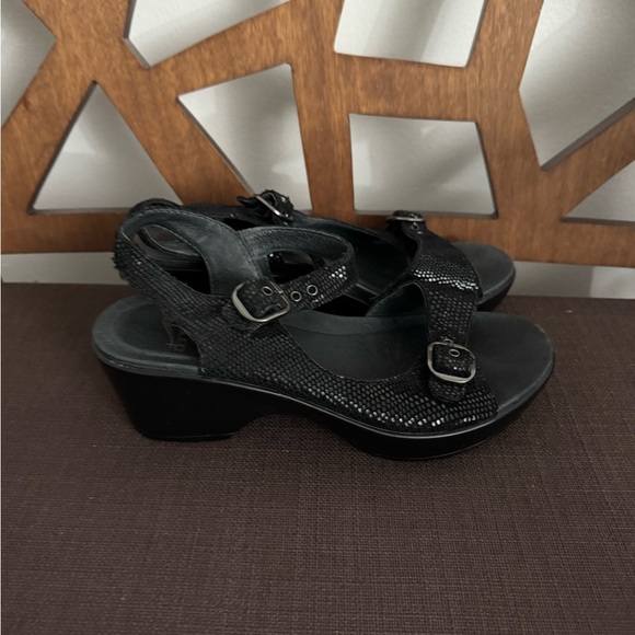 Dansko June Platform Sandals Size 36 (US) Black Lizard Leather Buckle - Picture 14 of 16